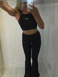 Blacked Out High Waisted Flare Trousers