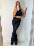 Blacked Out High Waisted Flare Trousers